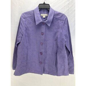 Appleseed’s Petite Lavender Textured Button Front Jacket Long Sleeve Women’s XL
